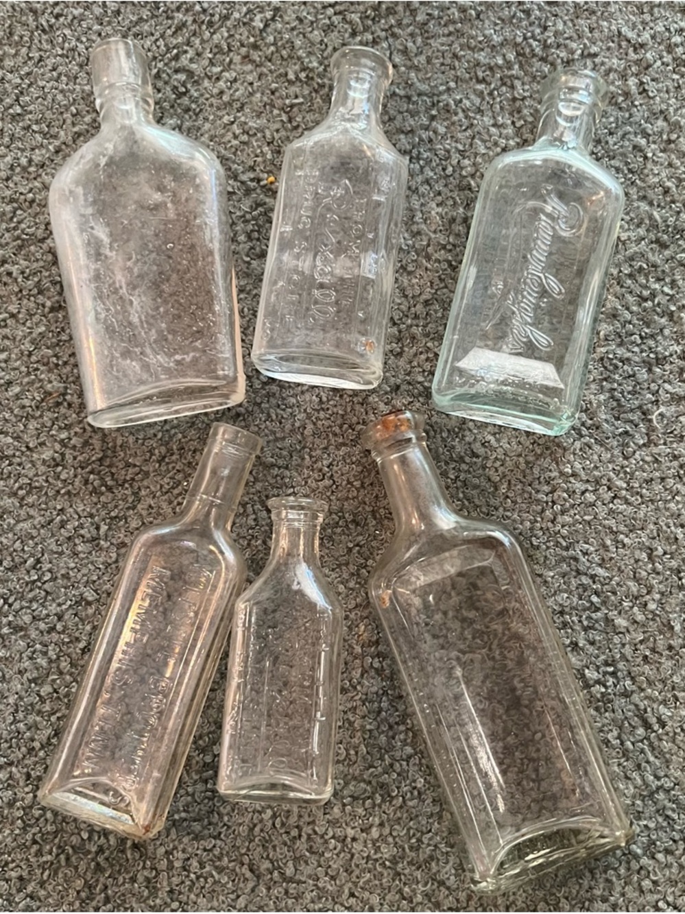 Vintage Clear Glass Bottle Set - Decorative Home Accent